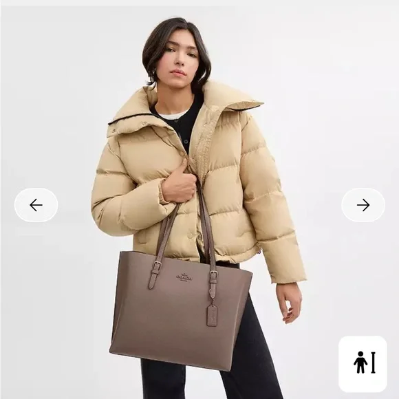 Coach Mollie Black and Red Leather Tote with Gold Accents & Key Chain - Picture 14 of 14